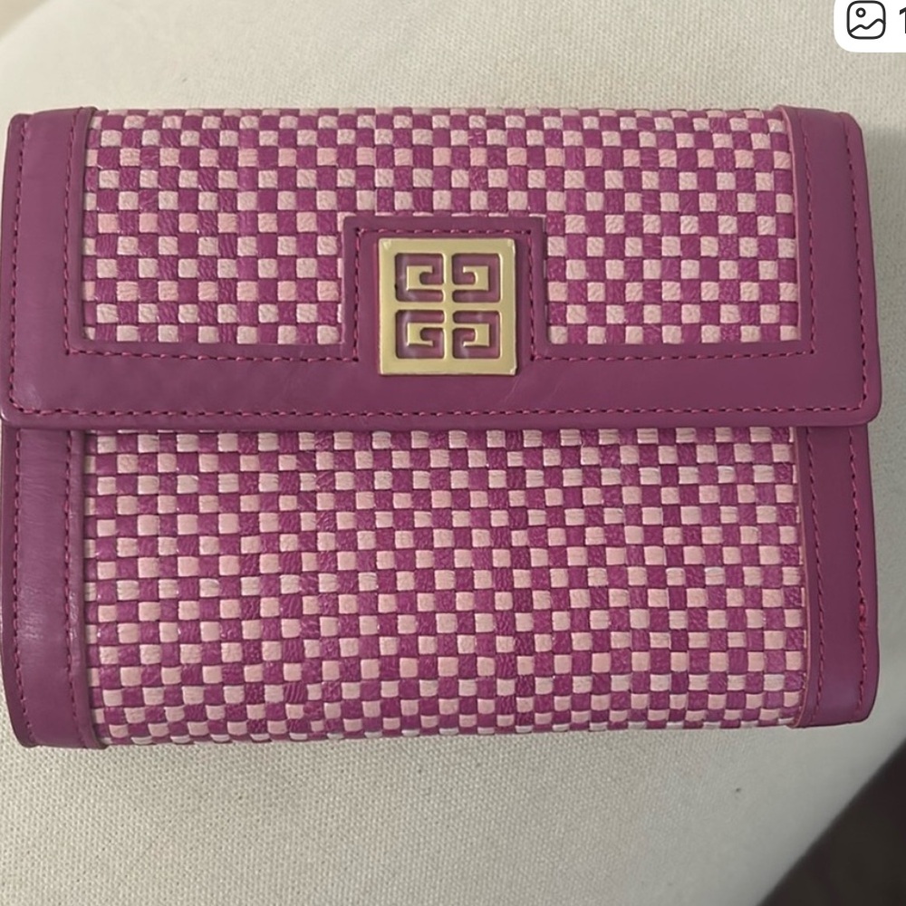 Givenchy Fuchsia and Cream Checkered Wallet